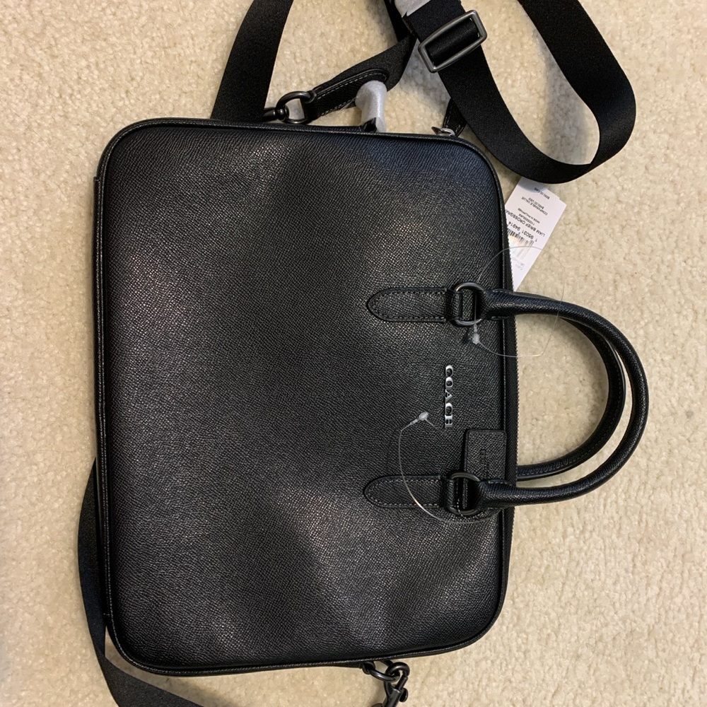 Coach Unisex  Liam Compact Brief Gunmetal and Black Hardware CJ652 NWT $450